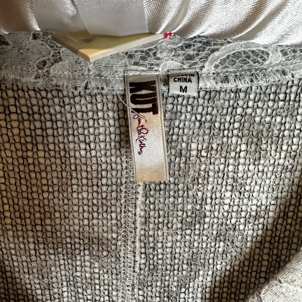 Kut from the Kloth Gray Lace V-Neck Sweater - Picture 3 of 5